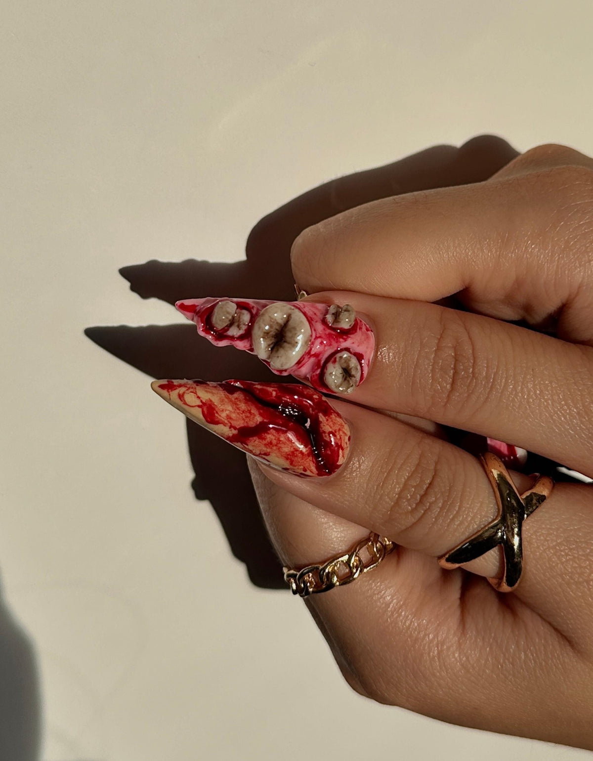 3D Bloody Brain and Wound Halloween Horror Press On Nails