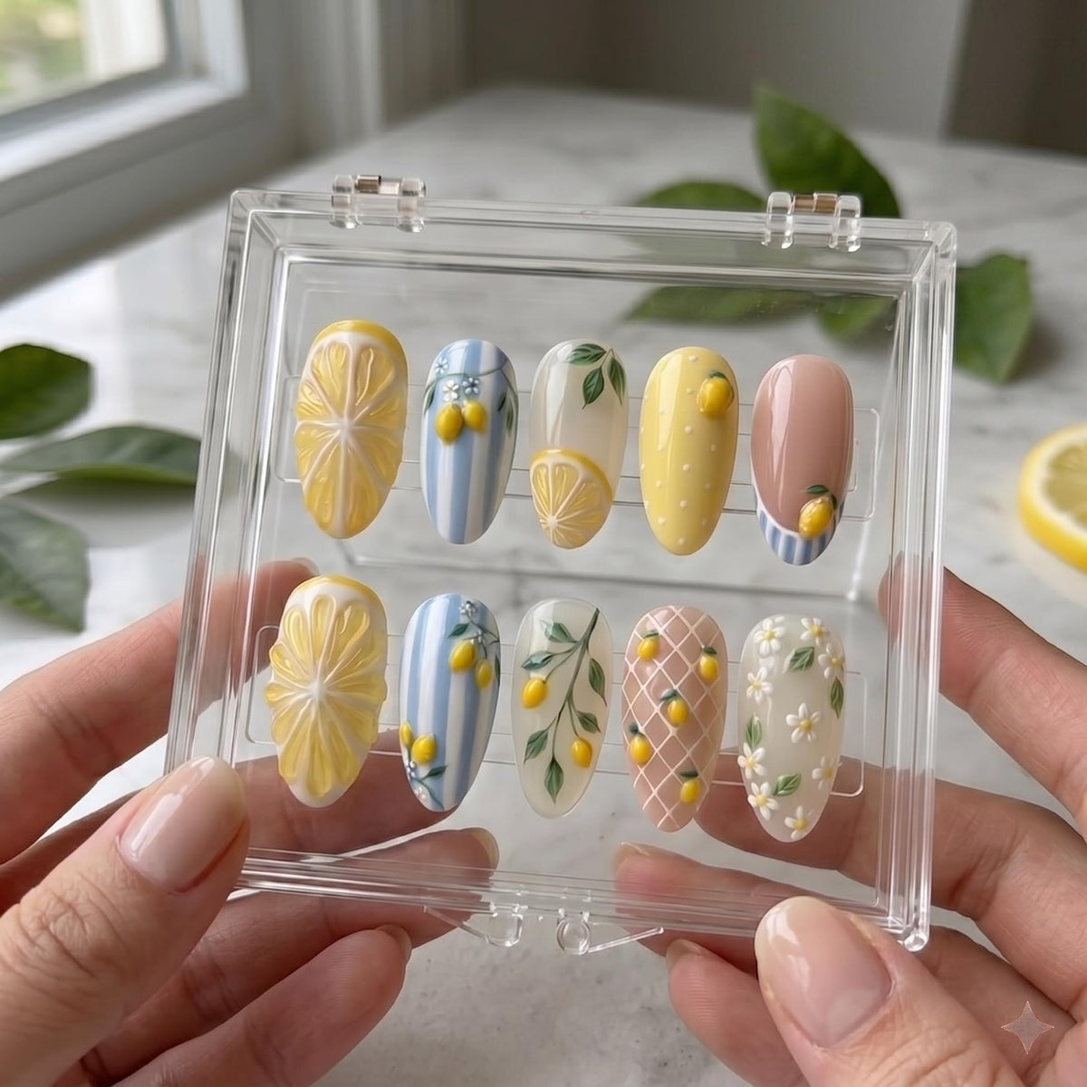 3D Lemon and Citrus Garden Press-On Nail Set
