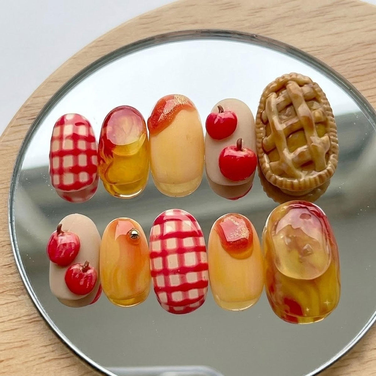 Apple Pie and Gingham Press-On Nail Set