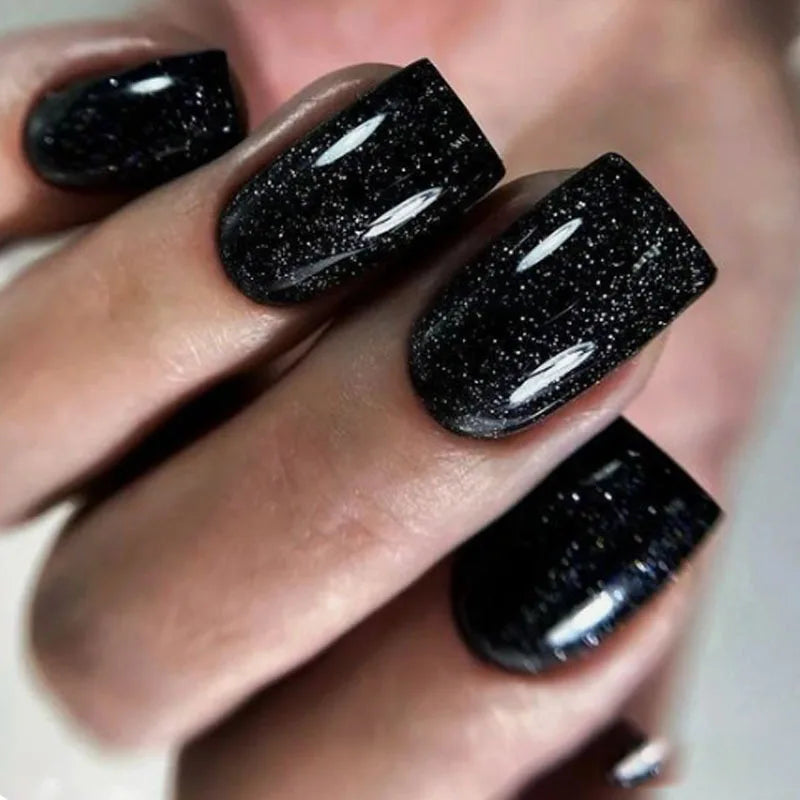 Black Glitter Press-On Nails