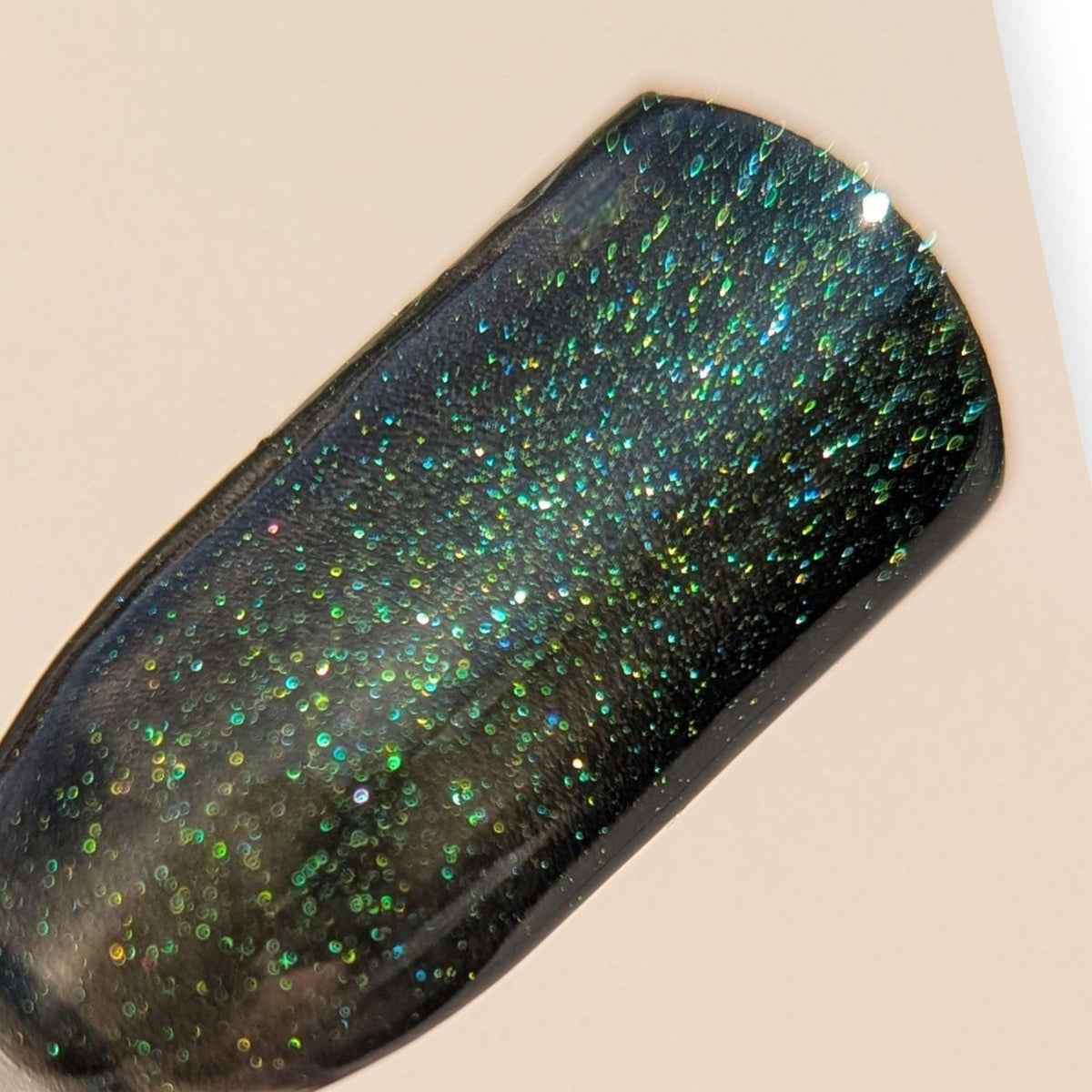 Blackened Green Holo Shimmer Press On Nails for Fall and Winter