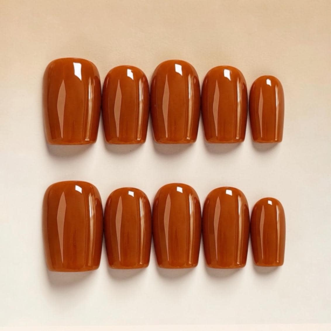 Burnt Orange Glossy Jelly Fall Nail Set