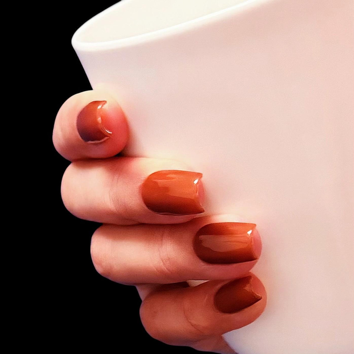 Burnt Orange Glossy Jelly Fall Nail Set