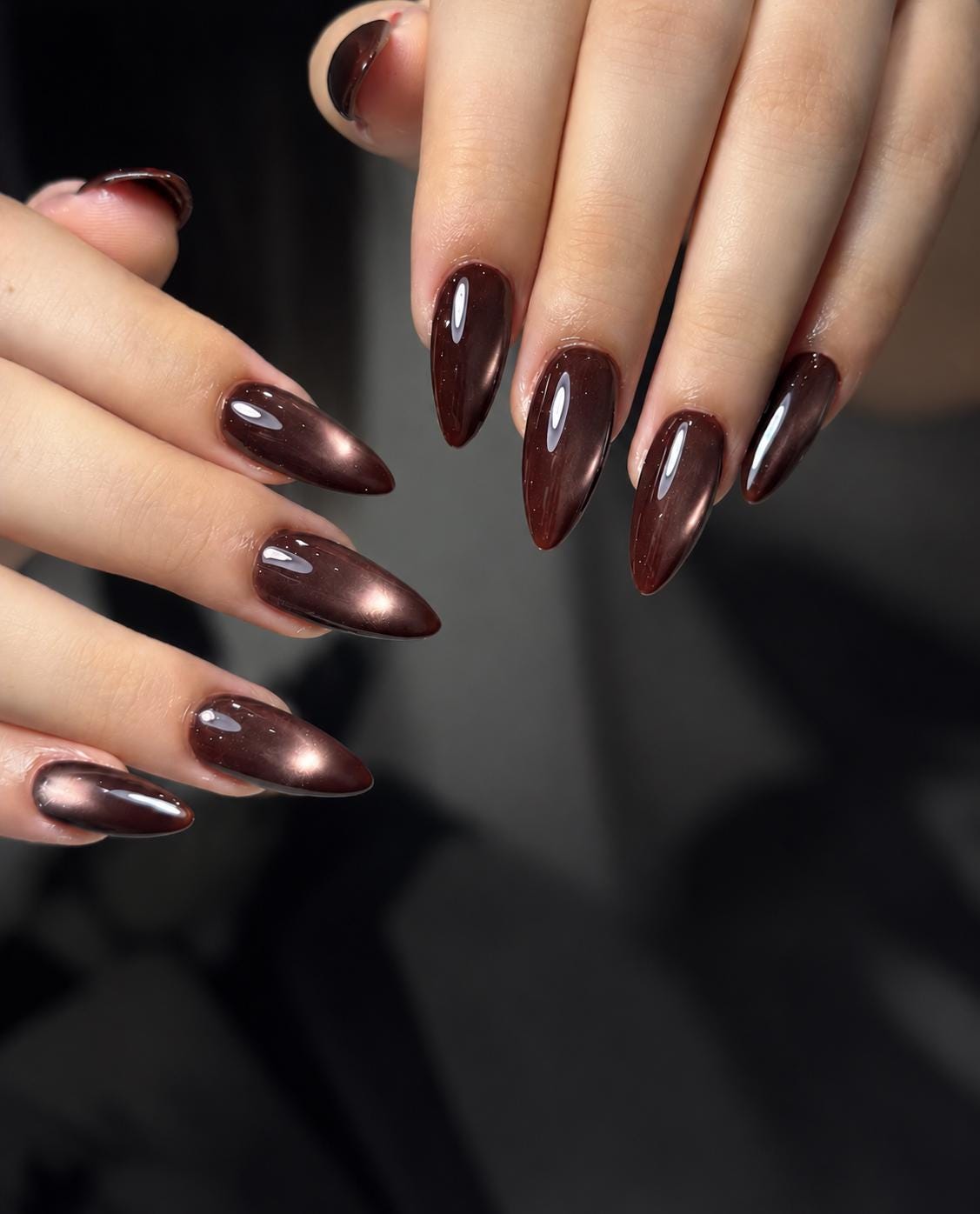 Chocolate Brown Cat Eye Press On Nails