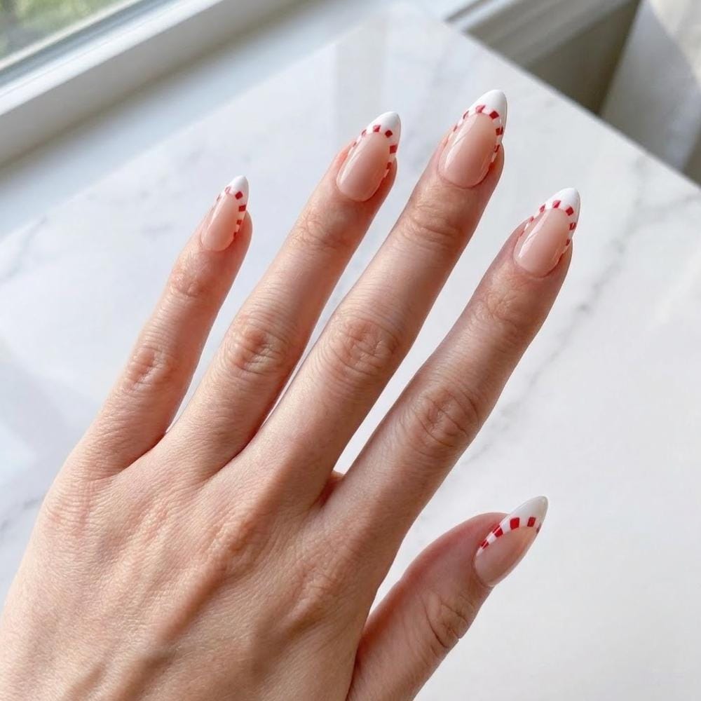 Christmas Candy Cane French Tip Press On Nails
