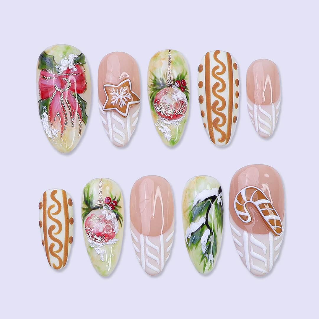 Christmas Gingerbread, Ornament & Sweater Knit Nail Set