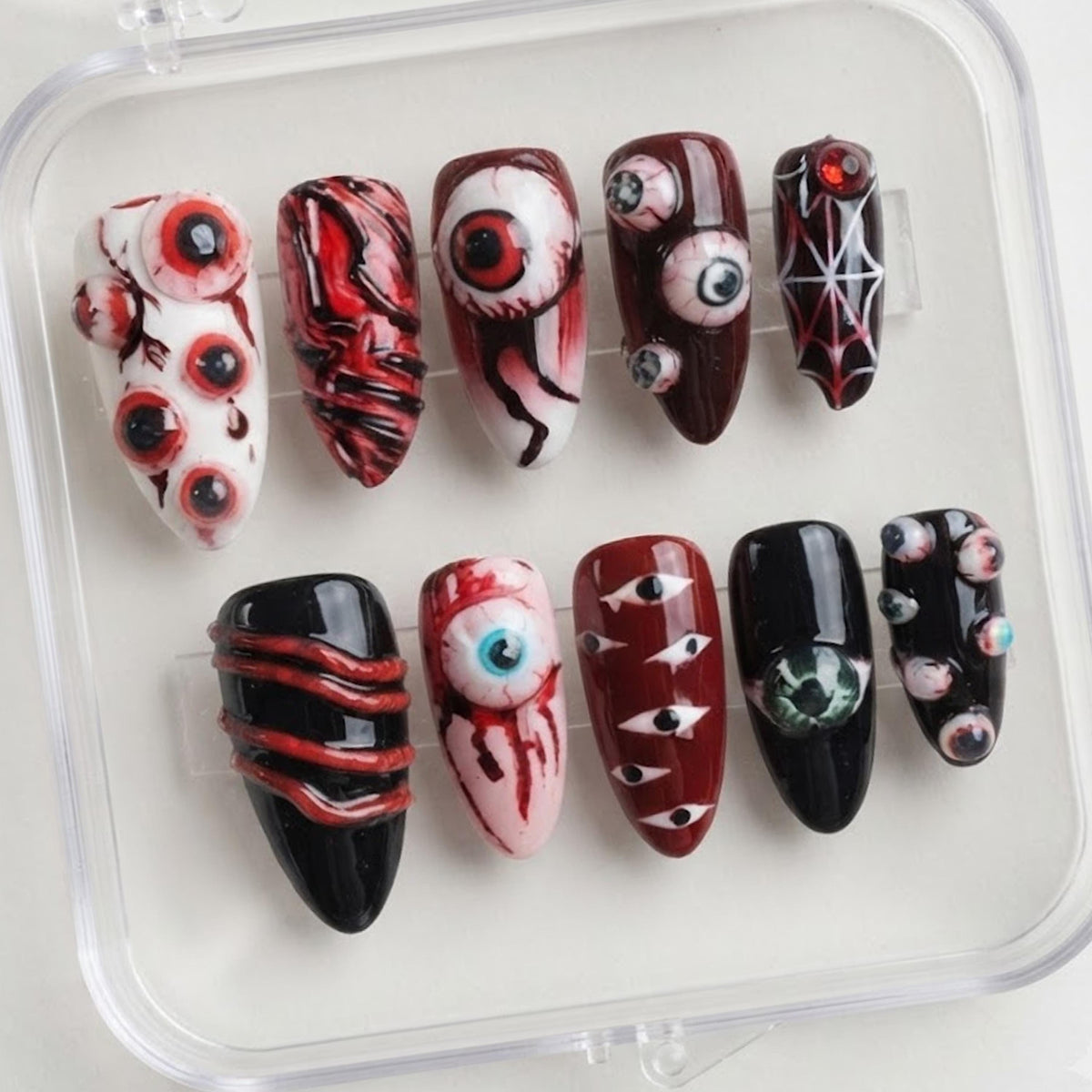 Creepy Eyeball and Spiderweb Halloween Nail Set