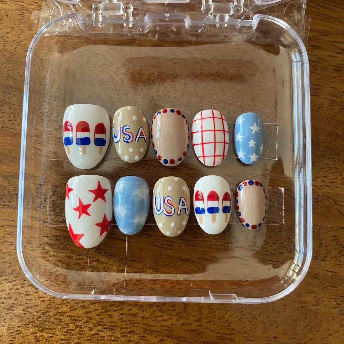 Fourth of July Red, White & Blue Usa Star Press-On Nail Set