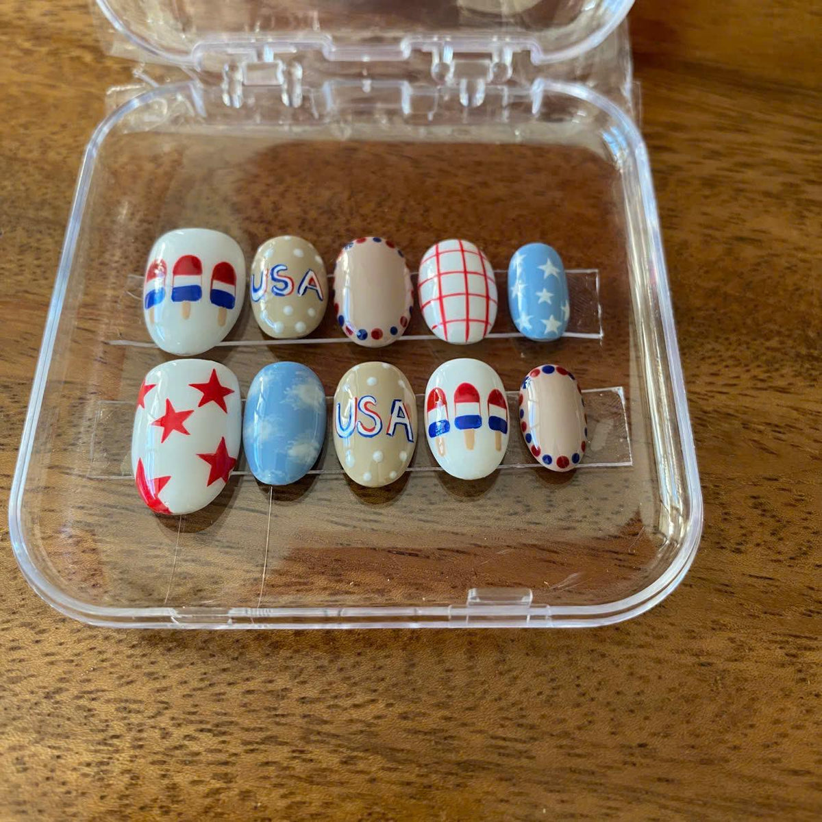 Fourth of July Red, White & Blue Usa Star Press-On Nail Set