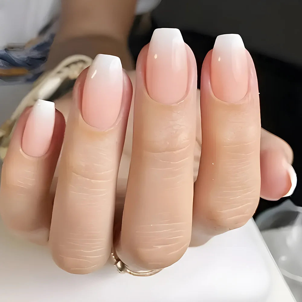 Glossy Nude Pink Ombré French Tip Press-On Nails