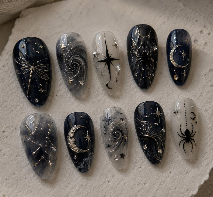 Gothic Celestial Spiderweb Press-On Nail Set