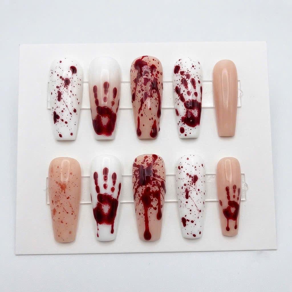 Halloween Bloody Handprint and Splatter Press-On Nail Set