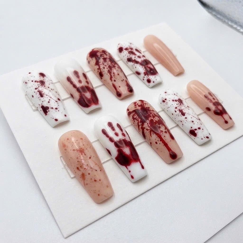 Halloween Bloody Handprint and Splatter Press-On Nail Set