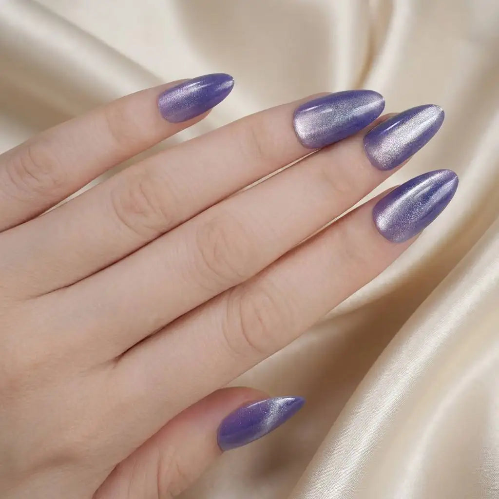 Lavender Purple Cat Eye Press On Nail Set