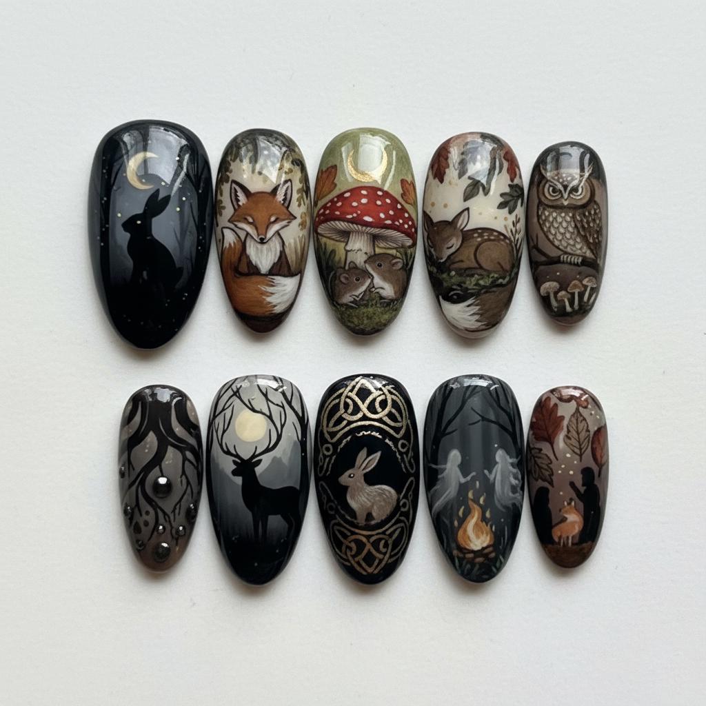 Moonlit Woodland Animal and Mushroom Nail Set