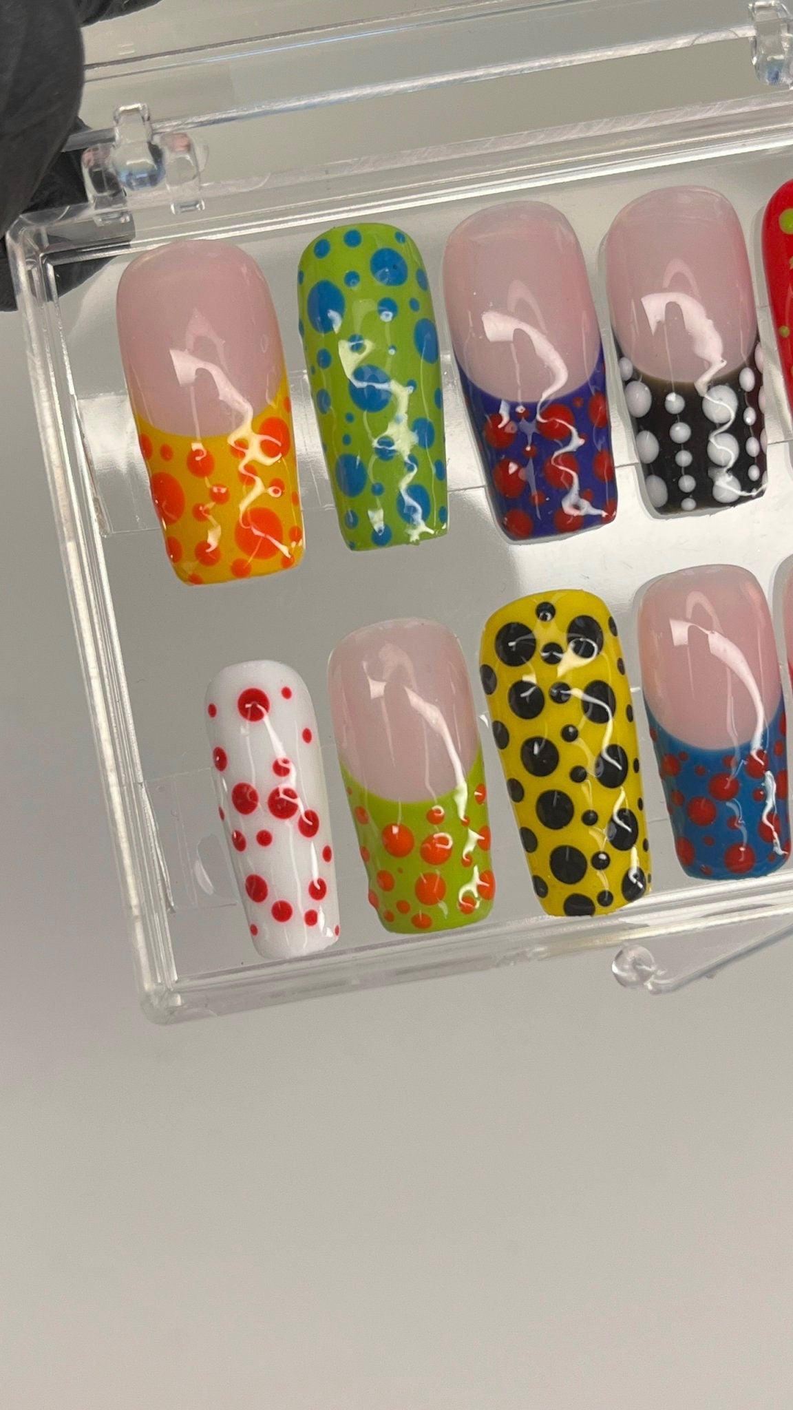 Multicolor Polka Dot French Tip Press-On Nails