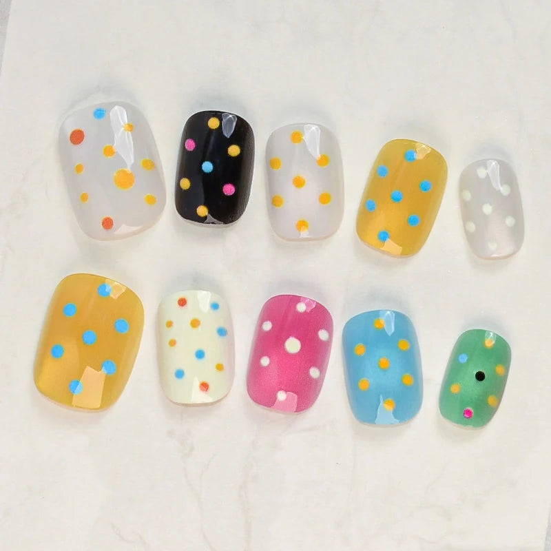 Multicolor Polka Dot Press On Nails
