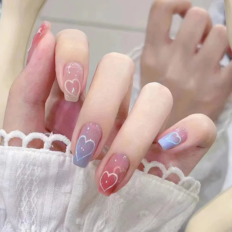 Pastel Aura Heart Press On Nails