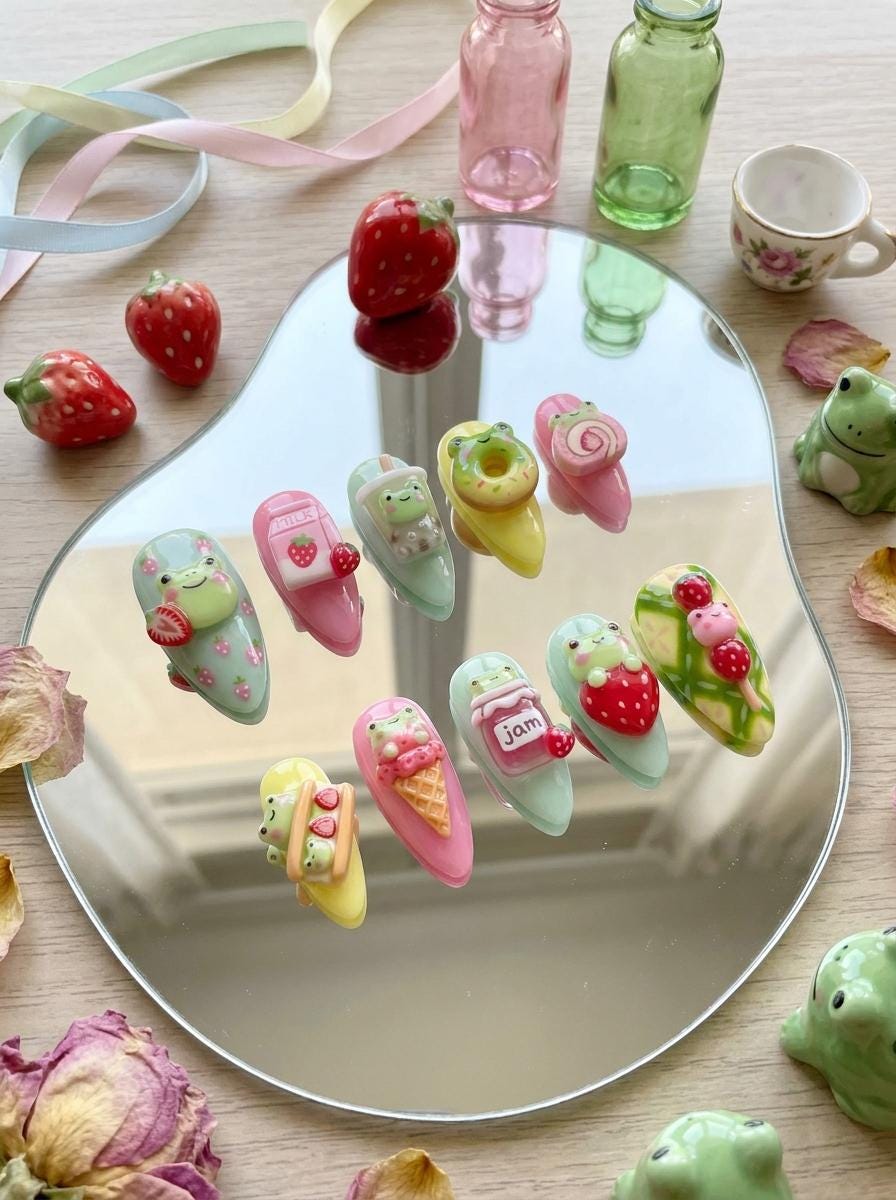 Pastel Frog and Dessert Nail Set