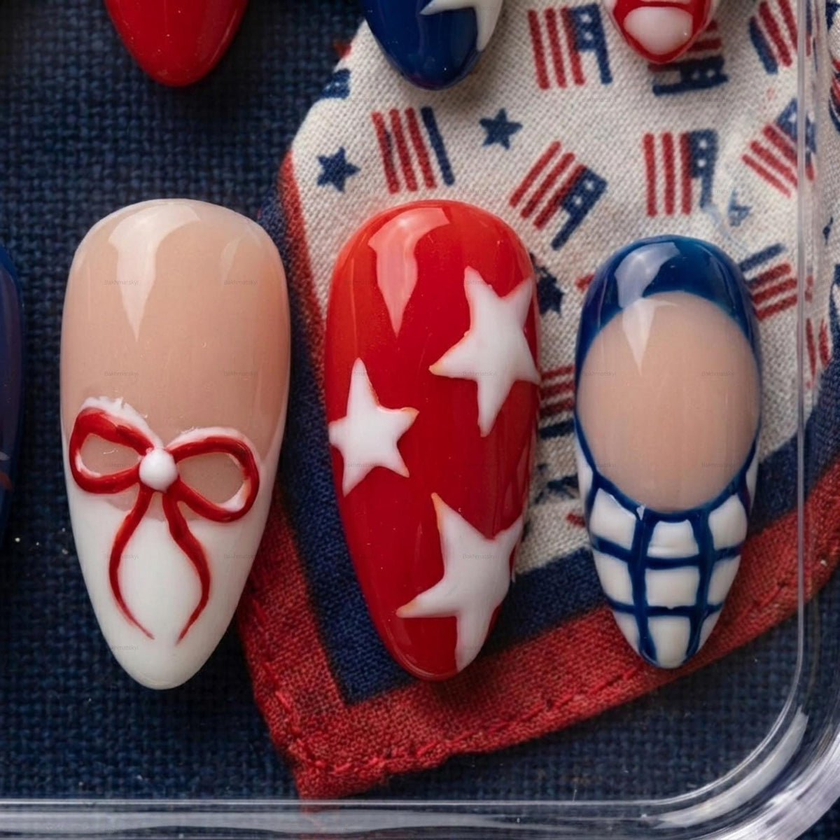 Patriotic 4th of July Nails with 3D Stars, Flags, and Fireworks