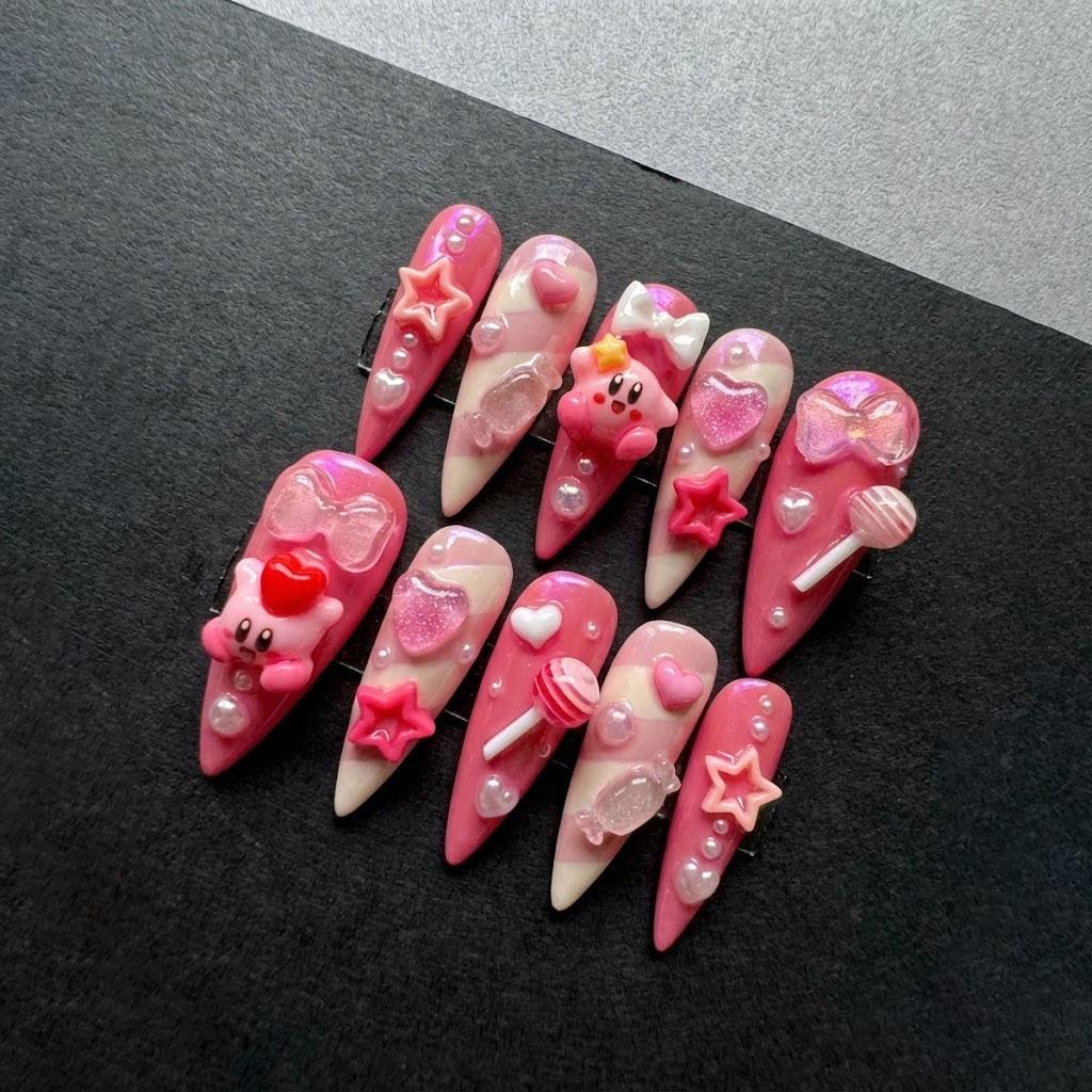 Pink Kawaii Candy 3D Press On Nails