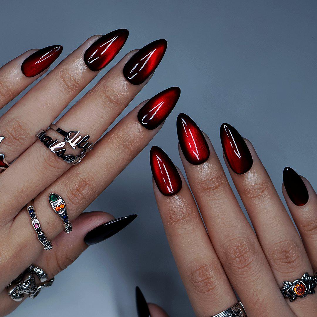 Deep Cherry Red Magnetic Cat-Eye Nail Set