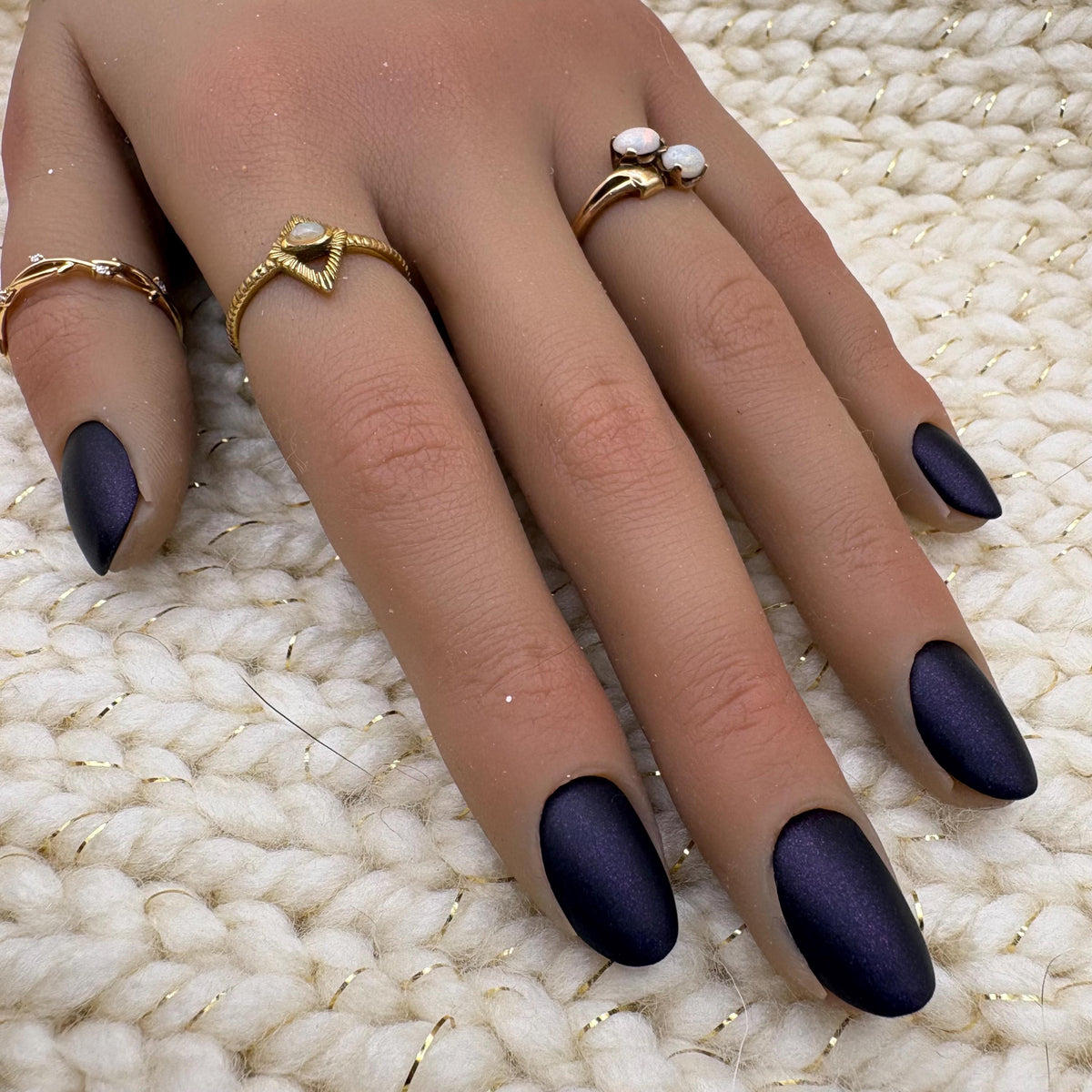 Raven Dark Purple Matte Shimmer Press-On Nails