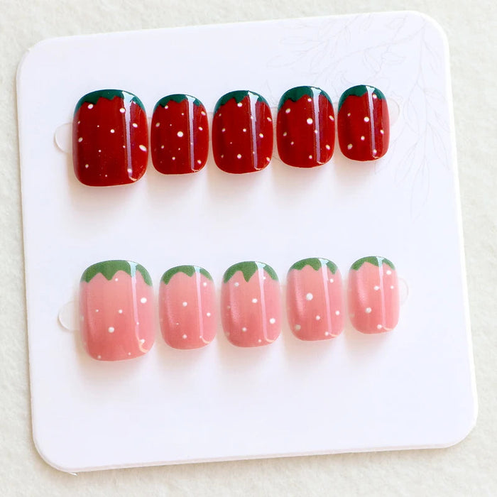 Red and Pink Strawberry Polka Dot Press-On Nail Set