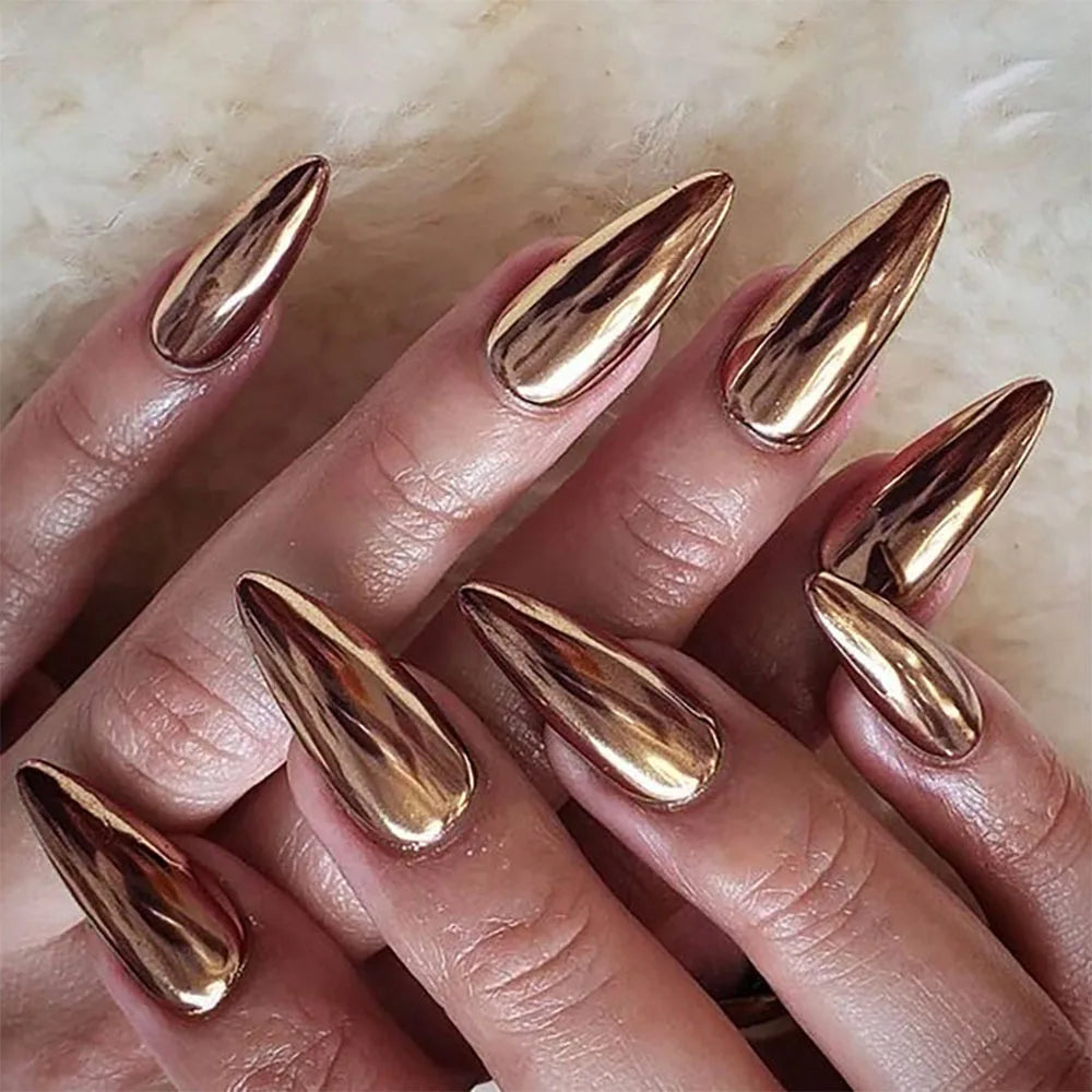 Rose Gold Mirror Chrome Press-On Nail Set