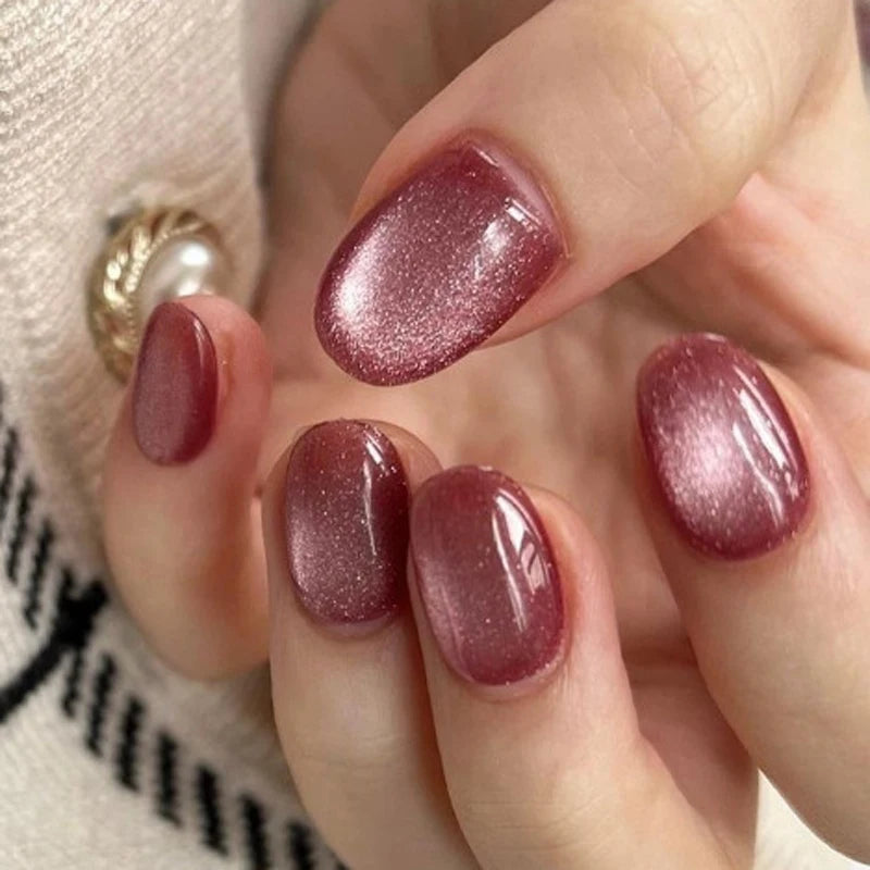 Rose Mauve Cat Eye Press On Nails