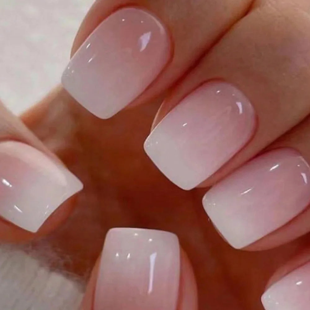 Sheer Pink and White Ombré Press On Nails