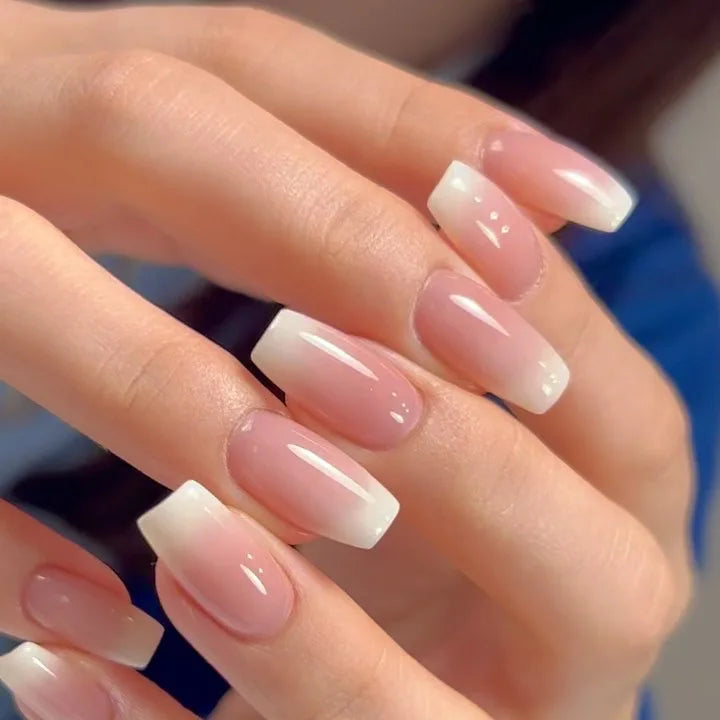 Sheer Pink Nude Ombre French Tip Nail Set