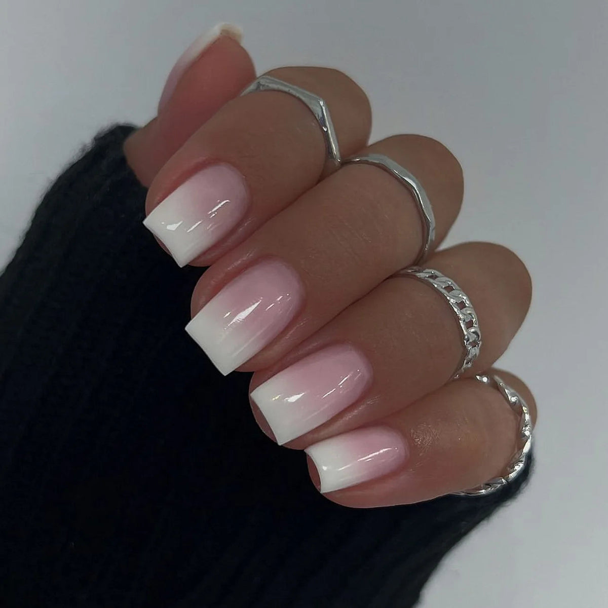 Sheer Pink Ombre French Tip Press On Nails