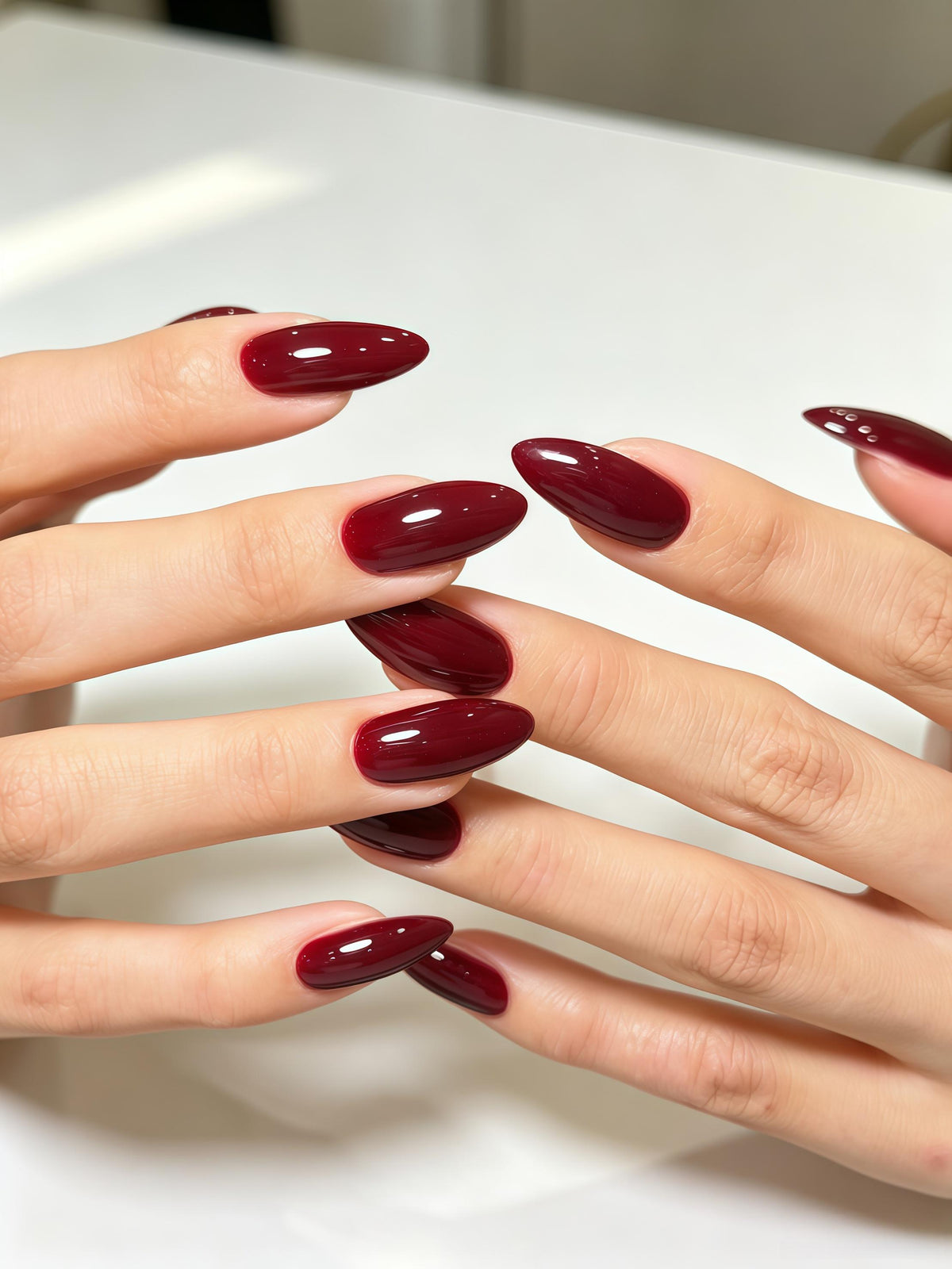 Solid Deep Burgundy Glossy Press-On Nail Set