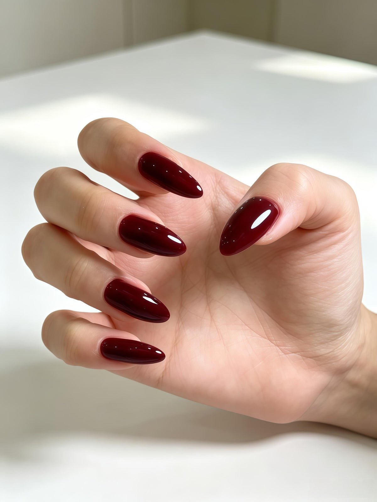 Solid Deep Burgundy Glossy Press-On Nail Set