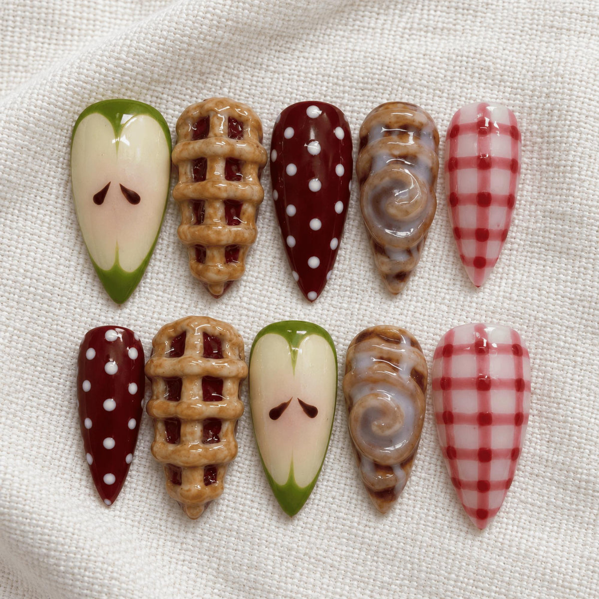 Thanksgiving Apple Pie and Cinnamon Roll Nail Set