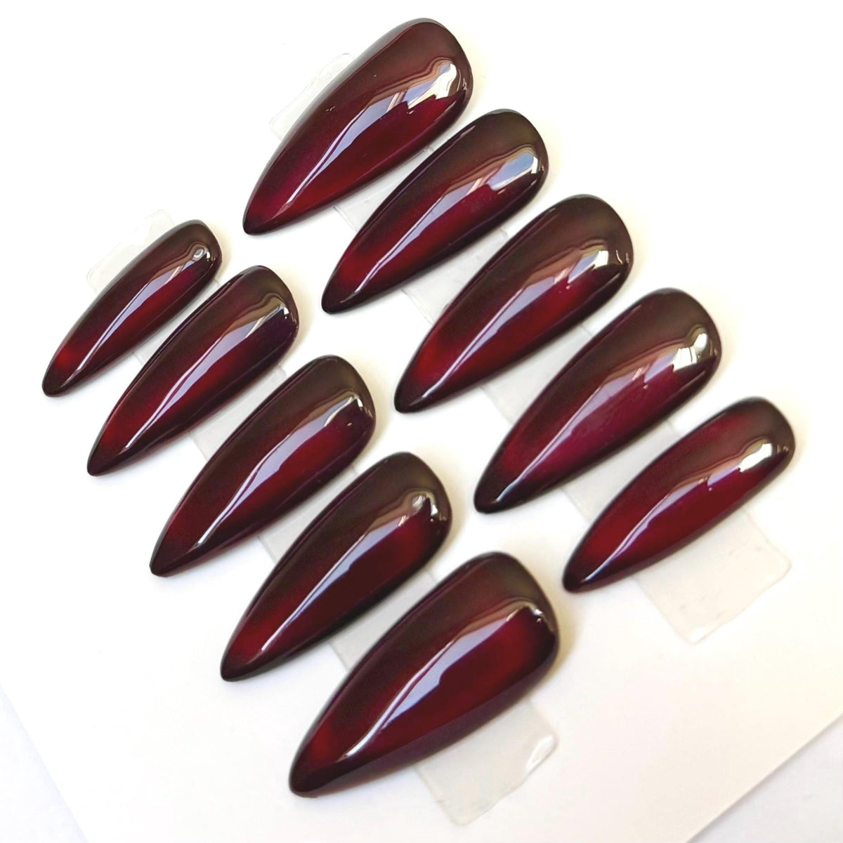 Vampire Burgundy Cat Eye Press On Nails for Halloween