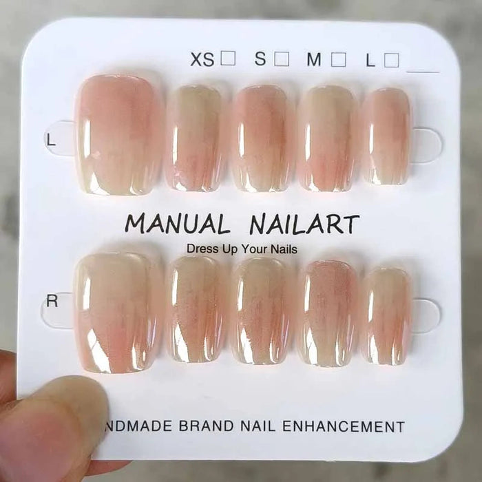Y2K Nude Pink Aurora French Tip Press On Nails