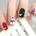 Medium long fake nails for Chirstmas party Square almond tips christmas tree snowflake gift snowman press on false nail art set
