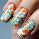 Teal Orange Floral