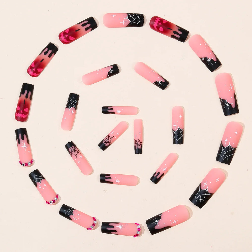 Rose Gradient Party Cosplay Press-On Nails – Long, 24 Pcs
