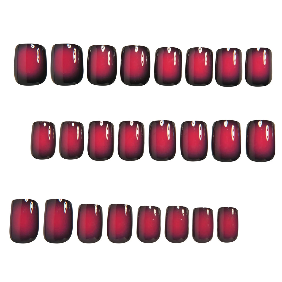 Short Square fake nails for women gradient black red rose pink blush french style full cover press on acrylic false nail art