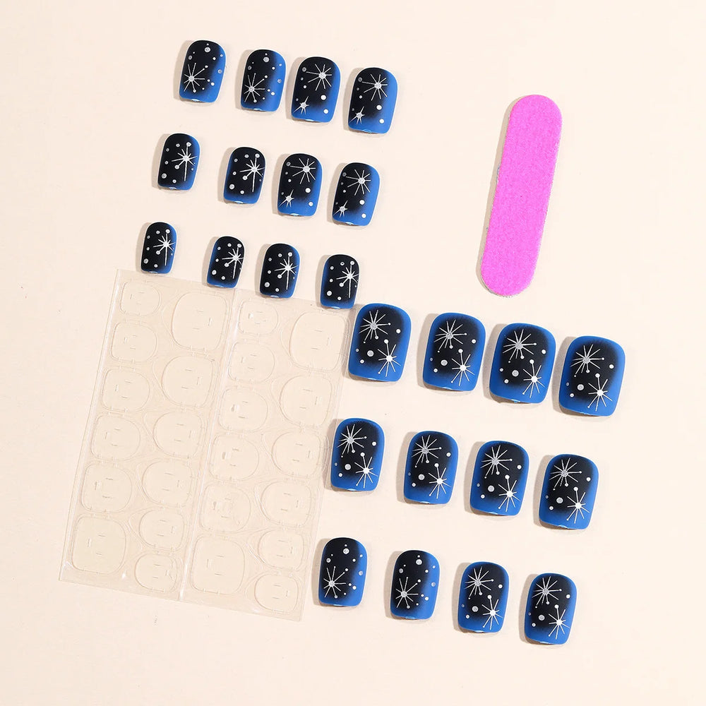 Dark Blue or Nude Starry Star Press-On Nails – Short Square