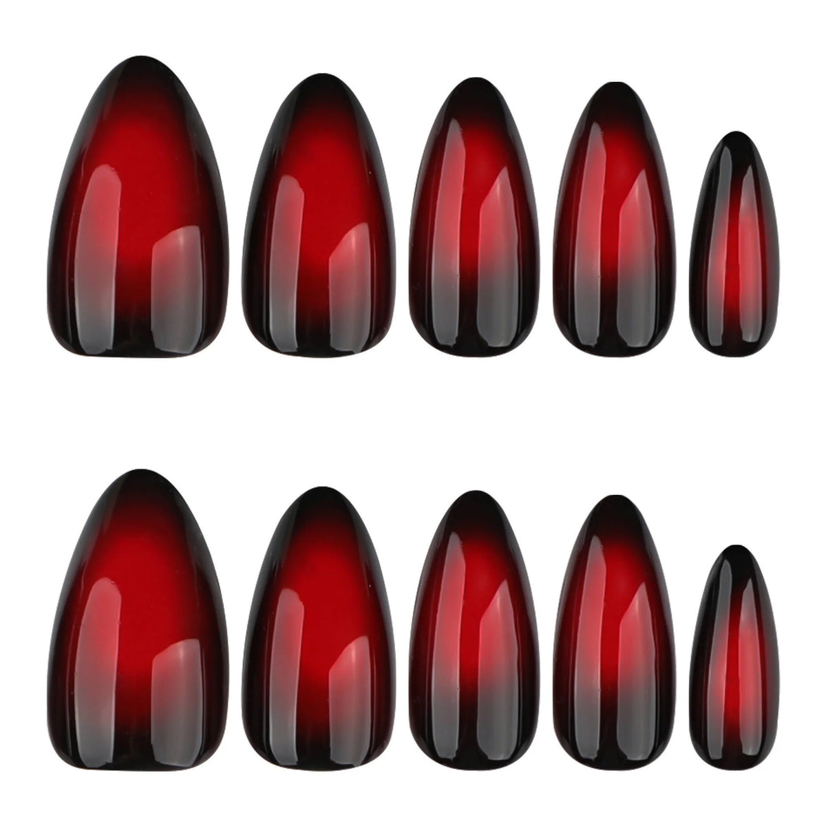 Medium fake nails for women girls gradient red brown purple colors Almond nail tips full cover press on acrylic false nail art