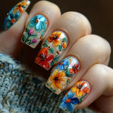 Blue Orange Floral