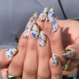 Blue Gold Foil Flower