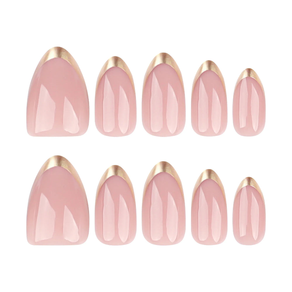 Gold & Silver Frame French Press-On Nails – Almond Square, Medium
