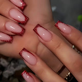 Red Glitter French