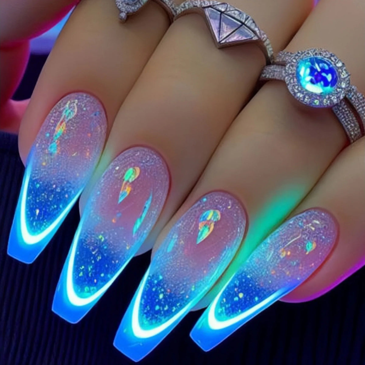 Short Medium Long Fake Nails Square Ballet Nail Tips Gradient Purple Pink Blue Leopard Flame Y2K Press On False Nail Art Set