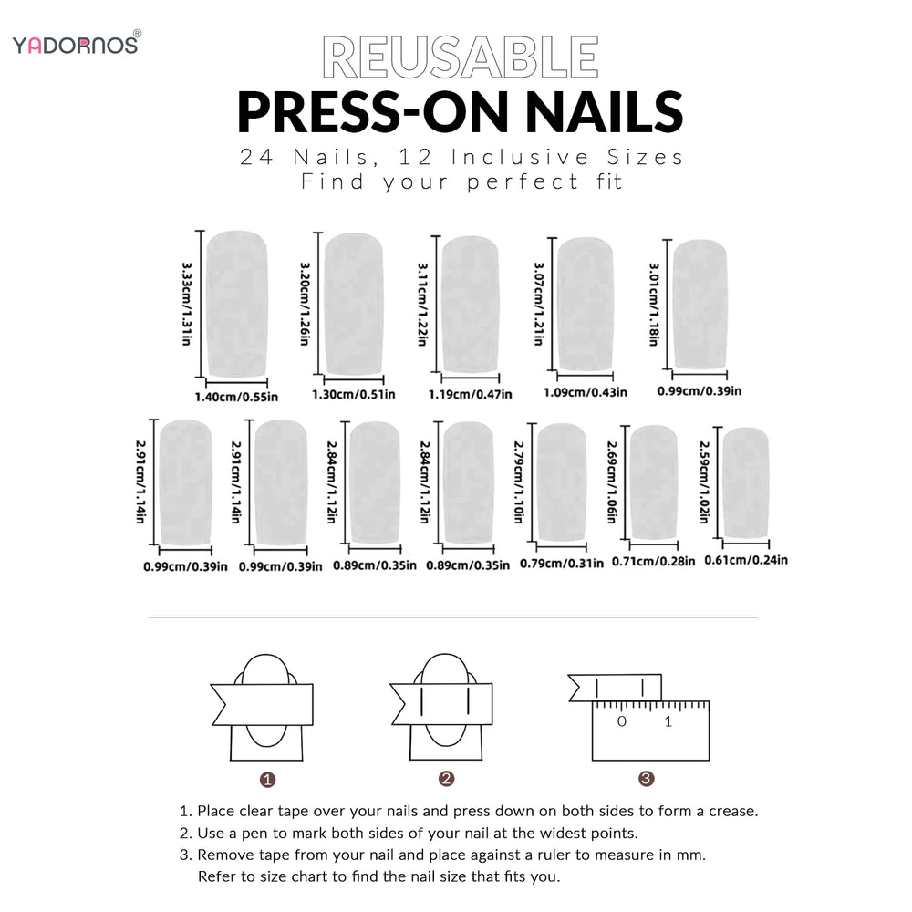 White & Green Stripe French Press-On Nails – Long Square, 24 Pcs